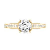 Certified Lab Grown Diamond 6 MM Round Engagement Ring With Side Stones