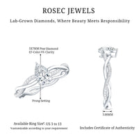 Lab Grown Diamond 5X7 MM Pear Shaped Engagement Ring