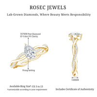 Lab Grown Diamond 5X7 MM Pear Shaped Engagement Ring