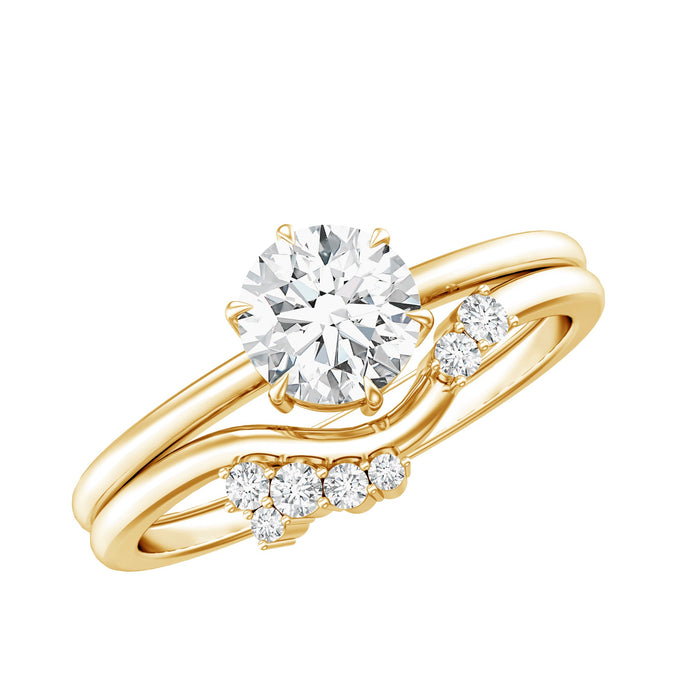 Certified 6mm lab-grown diamond bridal ring set by Rosec Jewels featuring elegant designer rings with sparkling diamonds.