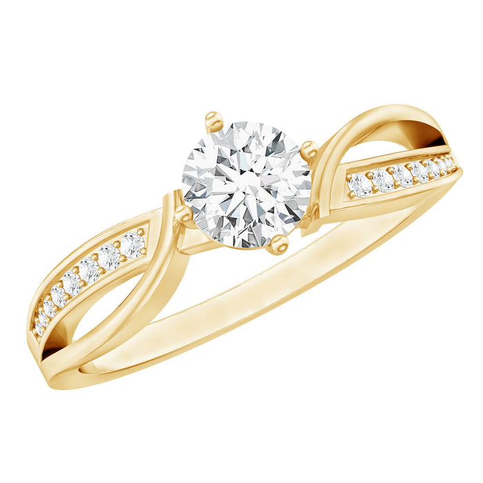 Certified lab-grown diamond infinity engagement ring with 5mm band, featuring a sleek rose gold setting and intricate design.