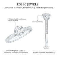 Lab Grown Diamond Solitaire Engagement Ring with Side Stones