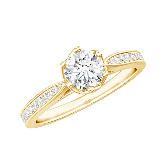 Lab Grown Diamond Solitaire Engagement Ring with Side Stones