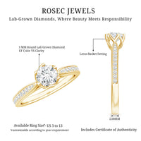 Lab Grown Diamond Solitaire Engagement Ring with Side Stones