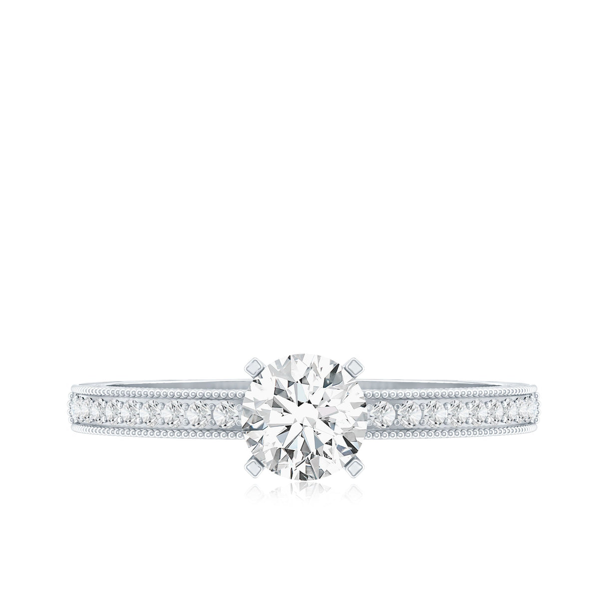 5MM Lab Grown Diamond Engagement Ring With Side Stones