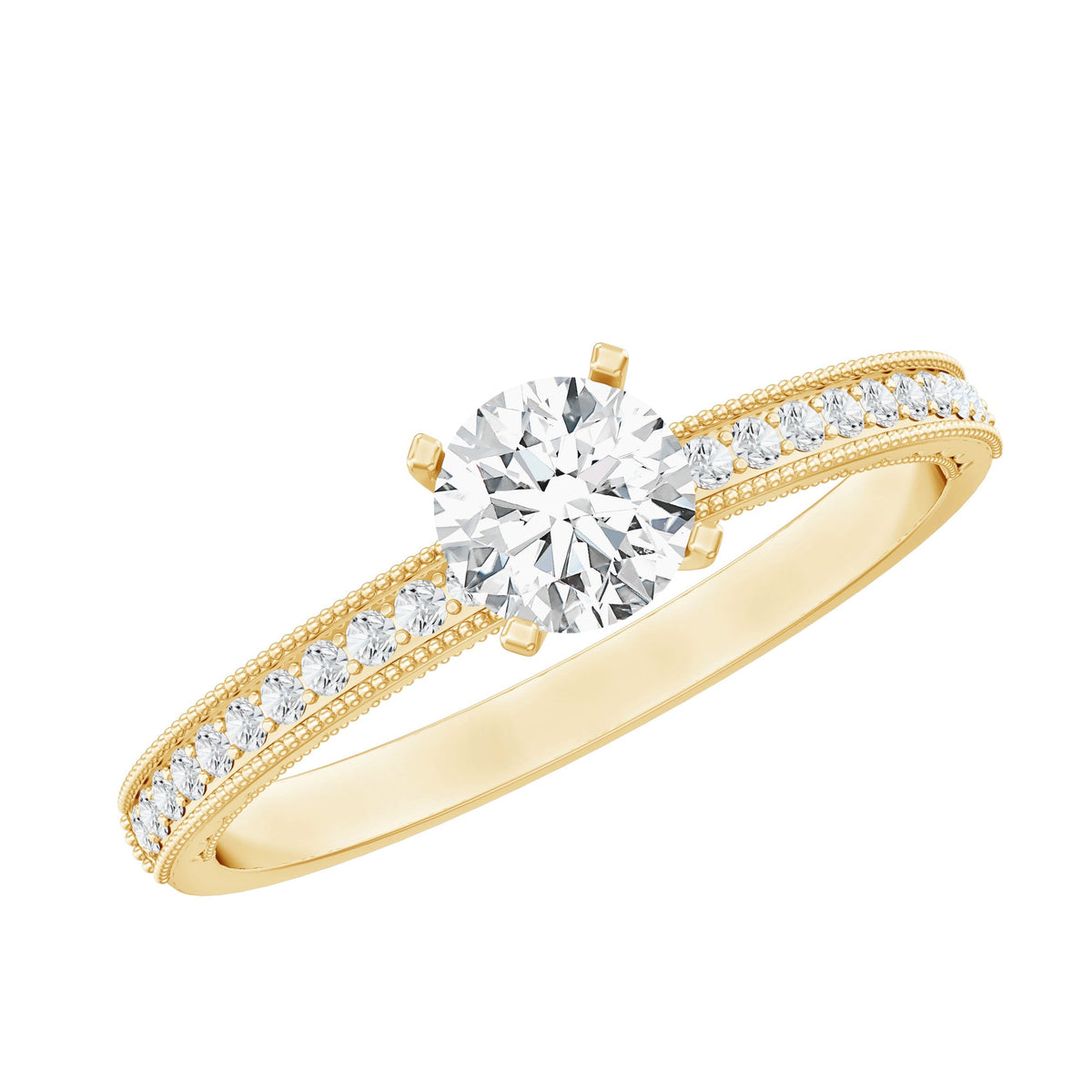 5MM Lab Grown Diamond Engagement Ring With Side Stones