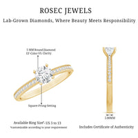 5MM Lab Grown Diamond Engagement Ring With Side Stones