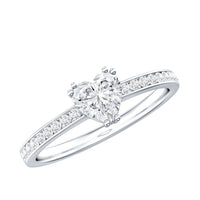 Lab Grown Diamond 5 MM Heart Engagement Ring With Side Stones