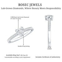 Lab Grown Diamond 5 MM Heart Engagement Ring With Side Stones