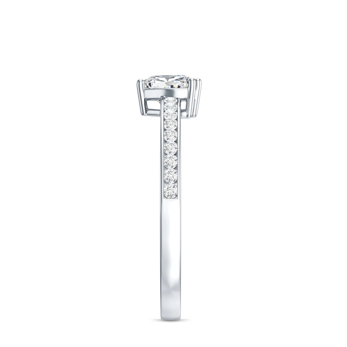 Lab Grown Diamond 5 MM Heart Engagement Ring With Side Stones