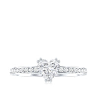 Lab Grown Diamond 5 MM Heart Engagement Ring With Side Stones