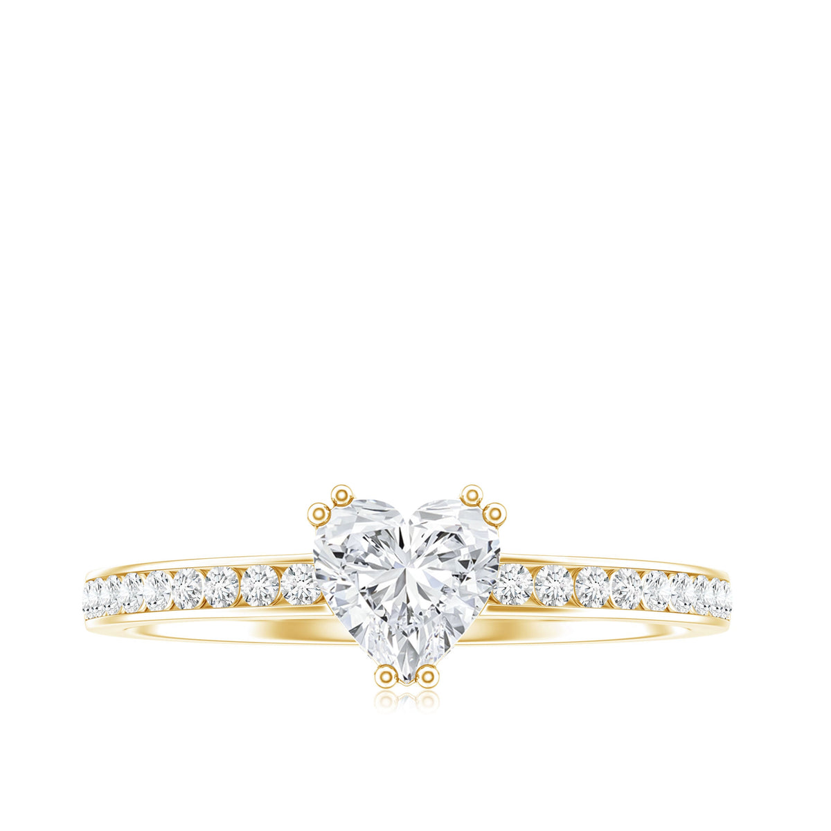 Lab Grown Diamond 5 MM Heart Engagement Ring With Side Stones