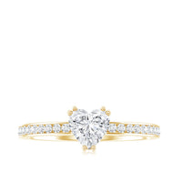 Lab Grown Diamond 5 MM Heart Engagement Ring With Side Stones