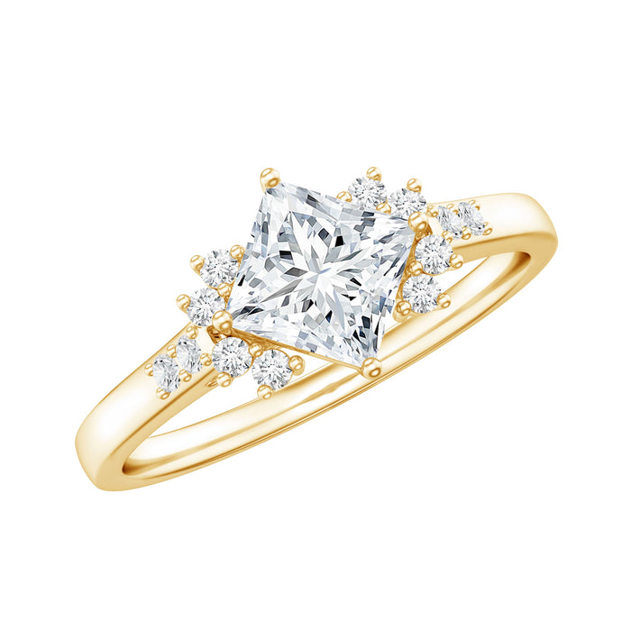 Lab grown diamond princess cut engagement ring with 0.8 carats in a sleek Rosec Jewels ring setting.