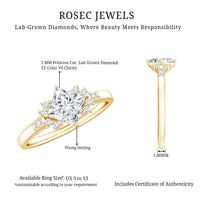Certified 0.8 Carat Lab Grown Diamond Princess Cut Engagement Ring