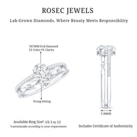 Lab Grown Diamond 0.75 Carat Oval Shaped Double Band Engagement Ring