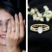 Lab Grown Diamond 0.75 Carat Oval Shaped Double Band Engagement Ring