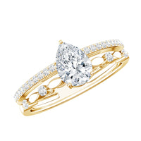 Certified Lab Grown Diamond 5X7 MM Teardrop Double Band Engagement Ring