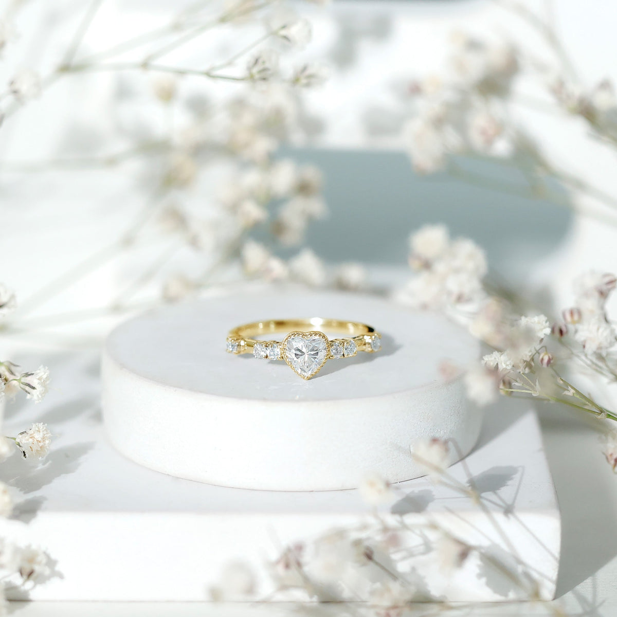 Bezel Set Lab Grown Diamond Heart Shaped Engagement Ring