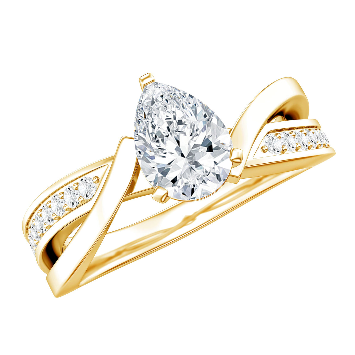 Certified Lab Grown Diamond 5X7 MM Pear Shaped Engagement Ring