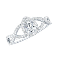 Lab Grown Diamond Teardrop Halo Engagement Ring For Women