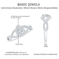 Lab Grown Diamond Teardrop Halo Engagement Ring For Women