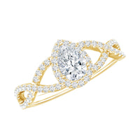 Lab Grown Diamond Teardrop Halo Engagement Ring For Women