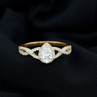 Lab Grown Diamond Teardrop Halo Engagement Ring For Women