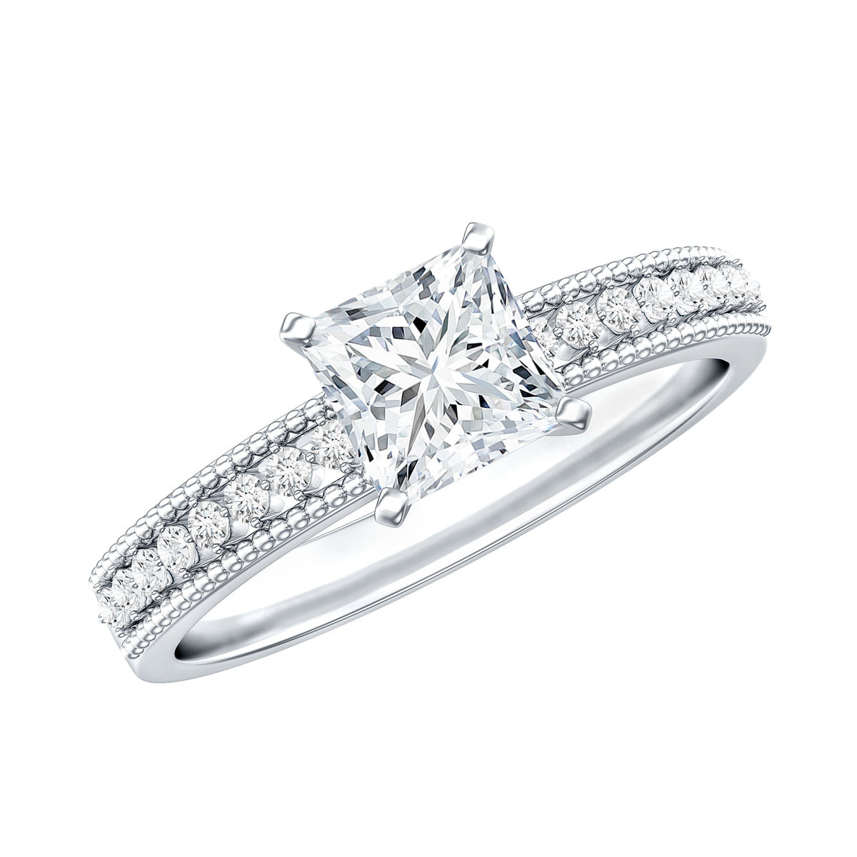 Certified Lab Grown Diamond 5 MM Princess Cut Engagement Ring For Women