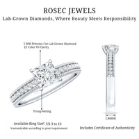 Certified Lab Grown Diamond 5 MM Princess Cut Engagement Ring For Women