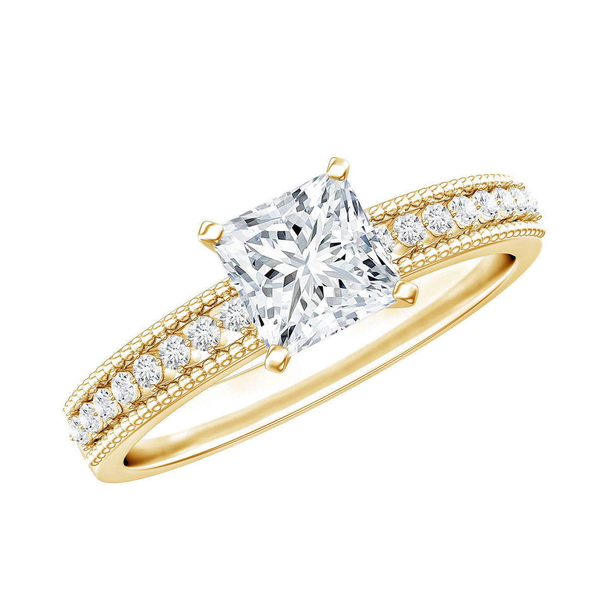 Certified Lab Grown Diamond 5 MM Princess Cut Engagement Ring For Women