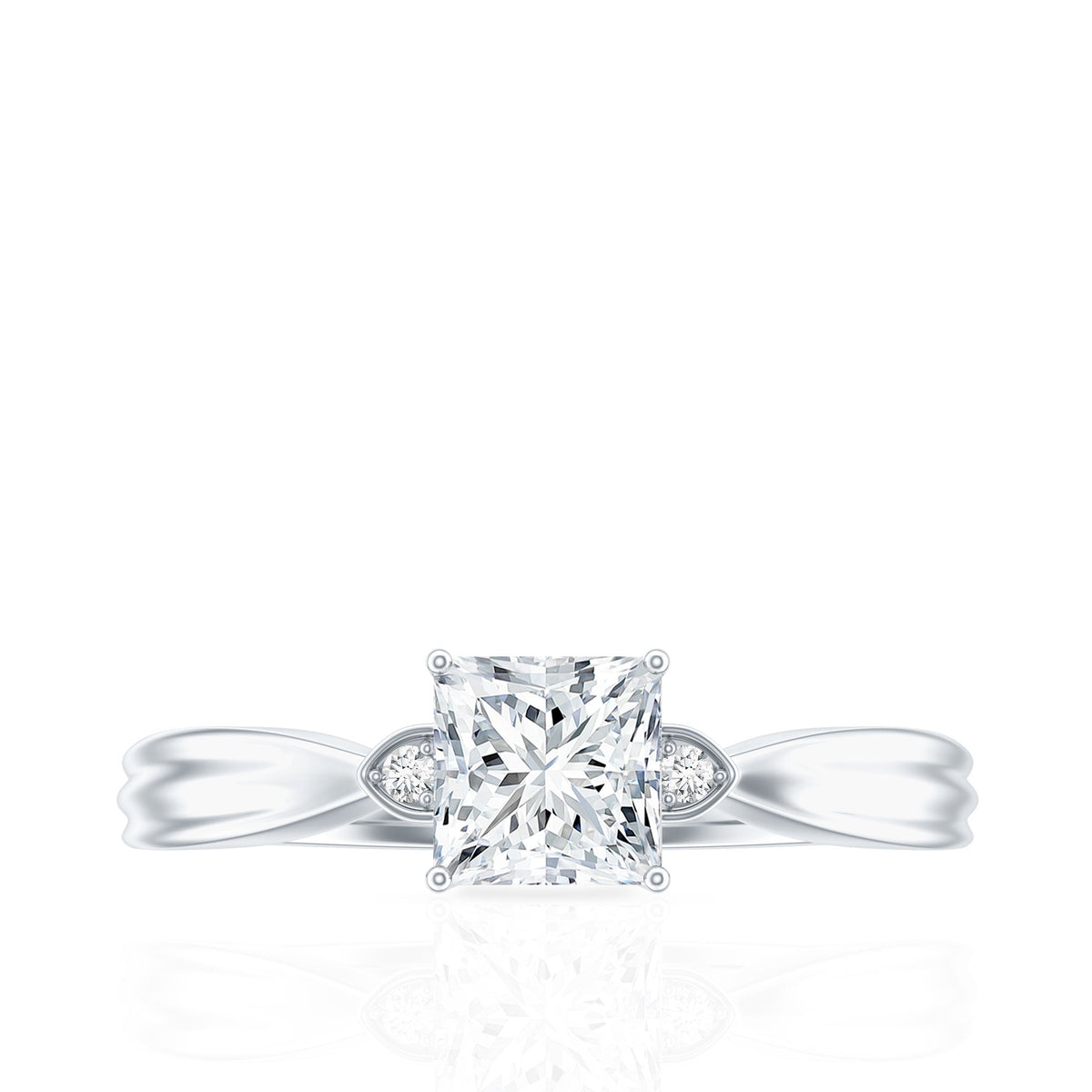 5 MM Princess Cut Lab Grown Diamond Solitaire Promise Ring