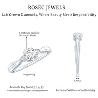 Certified Lab Grown Diamond 6 MM Solitaire Promise Ring