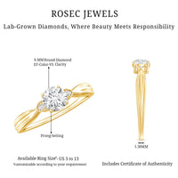 Certified Lab Grown Diamond 6 MM Solitaire Promise Ring