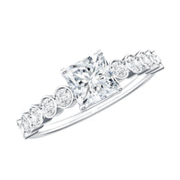 Lab Grown Diamond 5 MM Princess Cut Engagement Ring With Side Stones
