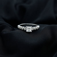 Lab Grown Diamond 5 MM Princess Cut Engagement Ring With Side Stones