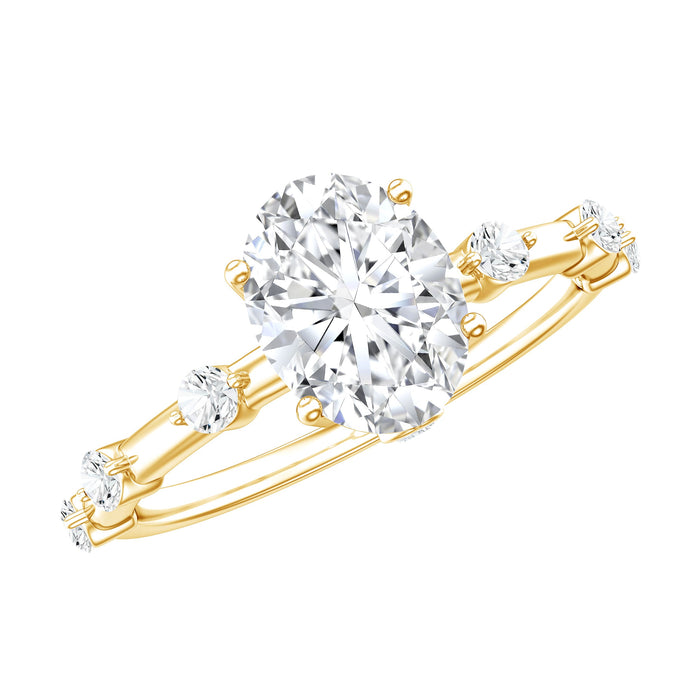 Lab grown 1.2 carat oval diamond solitaire engagement ring by Rosec Jewels, showcasing the elegant ring with a central diamond.