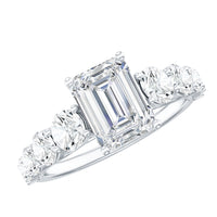 Lab Grown Diamond 6X8 MM Emerald Cut Engagement Ring With Side Stones