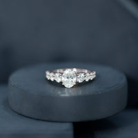 Lab Grown 1.2 Carat Diamond Oval Engagement Ring With Side Stones