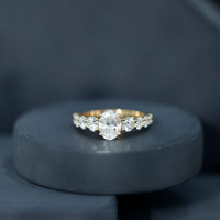 Lab Grown 1.2 Carat Diamond Oval Engagement Ring With Side Stones