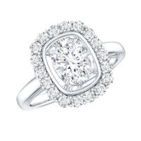 Certified 6X8 MM Oval Lab Grown Diamond Halo Engagement Ring