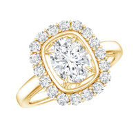 Certified 6X8 MM Oval Lab Grown Diamond Halo Engagement Ring