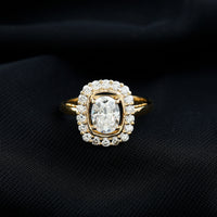 Certified 6X8 MM Oval Lab Grown Diamond Halo Engagement Ring