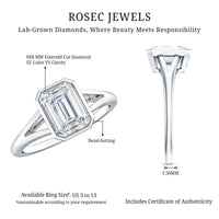 Certified 1.87 Carat Lab Grown Diamond Emerald Cut Engagement Ring