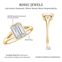 Certified 1.87 Carat Lab Grown Diamond Emerald Cut Engagement Ring