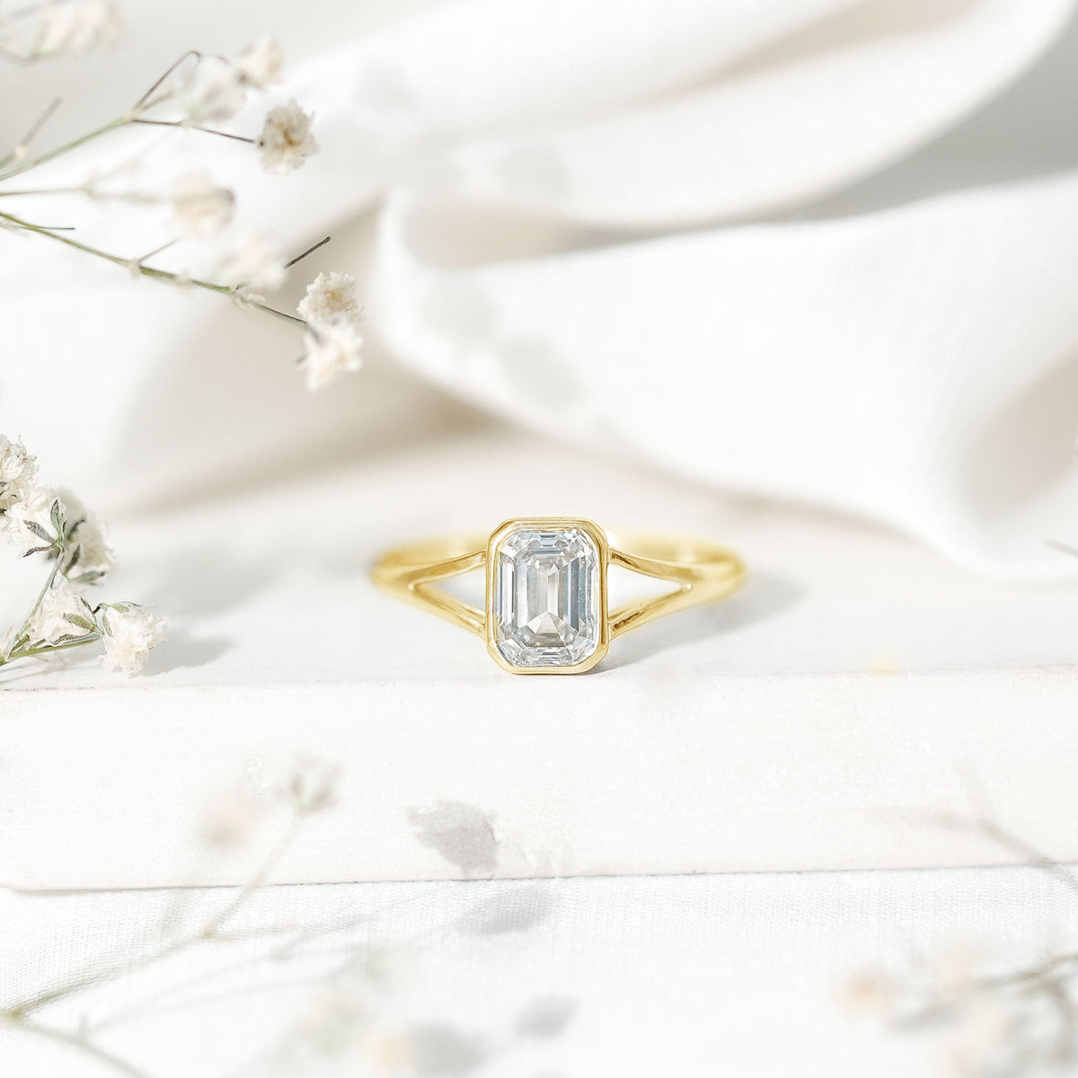 Certified 1.87 Carat Lab Grown Diamond Emerald Cut Engagement Ring