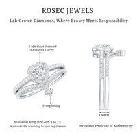 Certified 5 MM Lab Grown Diamond Heart Bridal Ring Set
