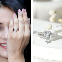 Certified 5 MM Lab Grown Diamond Heart Bridal Ring Set