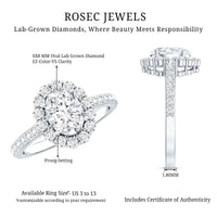 Lab Grown Diamond 1.2 Carat Oval Halo Engagement Ring With Side Stones