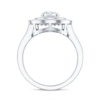 Certified 6X8 MM Oval Lab Grown Diamond Double Halo Engagement Ring